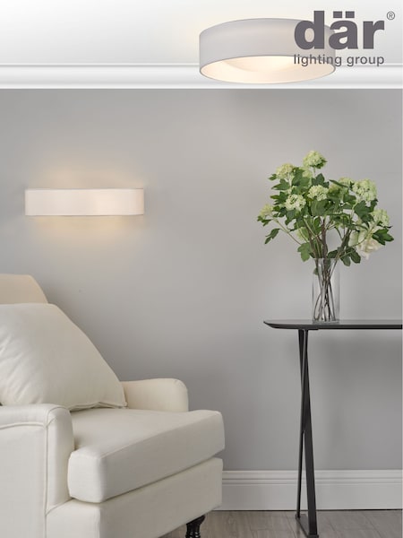 Dar Lighting White White Frosted Acrylic Nysa 2 Light Flush Ceiling Light (AR3076) | £55