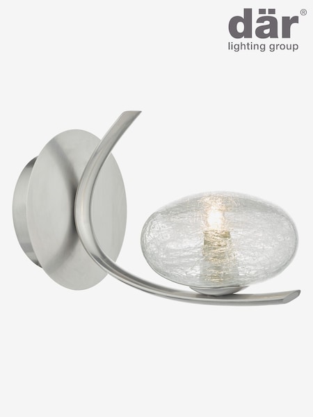 Dar Lighting Satin Chrome Textured Glass Leighton Wall Light (AR3085) | £48