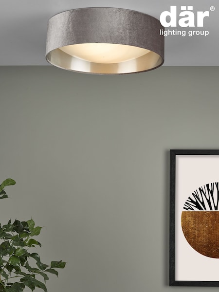 Dar Lighting Grey White Frosted Acrylic Nysa 2 Light Flush Ceiling Light (AR3088) | £63