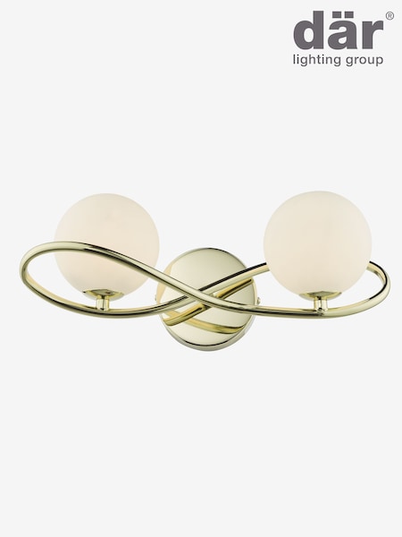 Dar Lighting Polished Gold Opal Glass Lysandra 2 Wall Light (AR3090) | £65