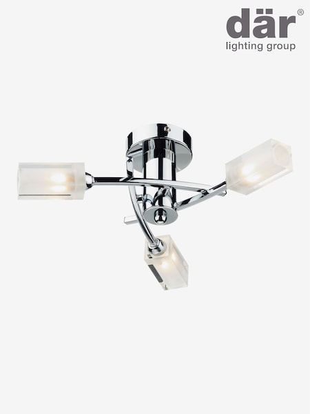 Dar Lighting Polished Chrome Glass Morgan 3 Light Semi Flush Ceiling Light (AR3091) | £100
