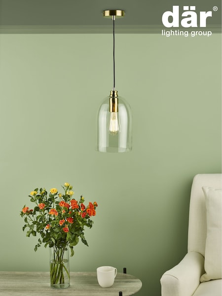 Dar Lighting Glass Satin Bronze Archie Pendant Ceiling Light (AR3094) | £85