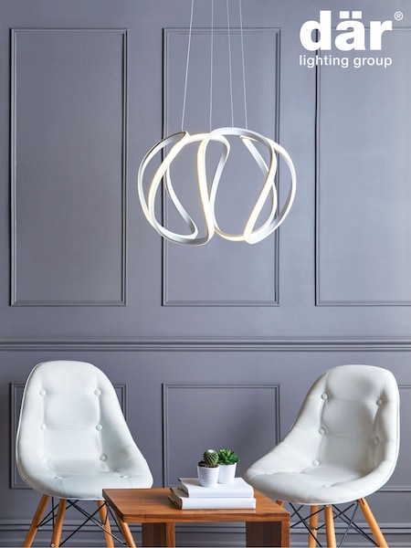 Dar Lighting Matt White Alonsa Pendant Ceiling Light (AR3095) | £175