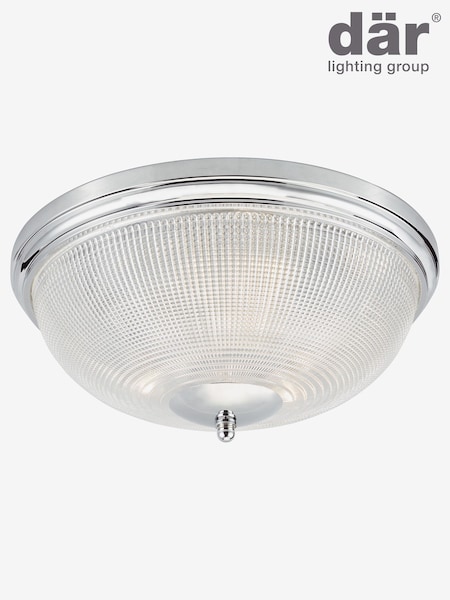 Dar Lighting Polished Chrome Textured Glass Arbor 3 Light Flush Ceiling Light (AR3099) | £135
