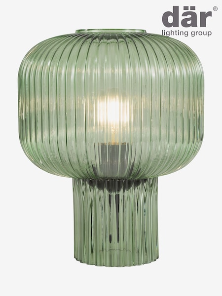 Dar Lighting Green Ribbed Glass Demarius Table Lamp (AR3110) | £75