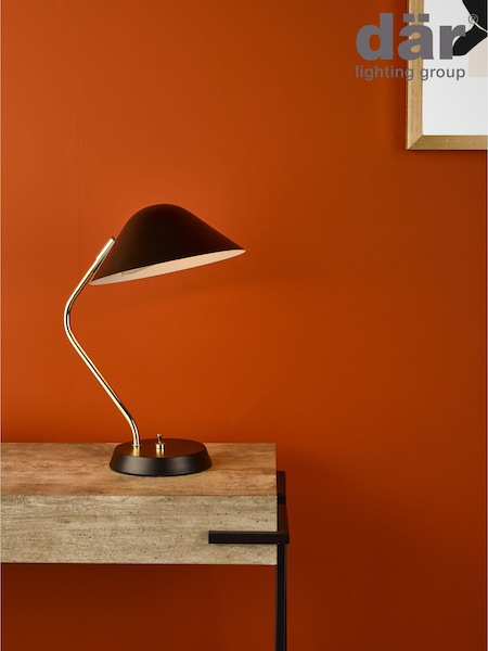 Dar Lighting Polished Brass Satin Black Erna Task Lamp (AR3111) | £72