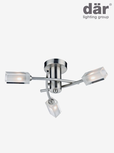 Dar Lighting Satin Chrome Glass Morgan 3 Light Semi Flush Ceiling Light (AR3113) | £100