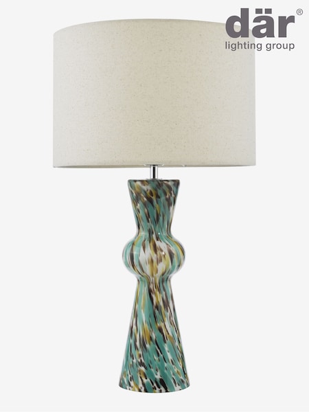 Dar Lighting Blue Art Glass Polished Chrome Rheneas Table Lamp (AR3131) | £76
