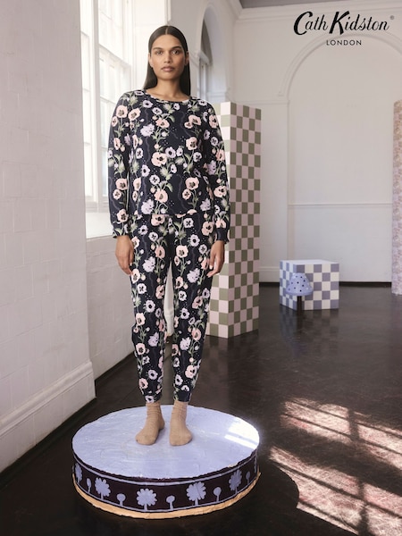 Cath Kidston Navy Peony Print Cotton Twosie Pyjamas (AR3316) | £32