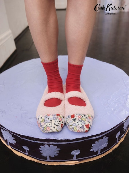 Cath Kidston Pink Lady Luck Borg Ballet Slippers (AR3332) | £18