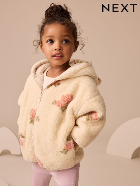 Cream Floral Print Zip Through Fleece (3mths-7yrs) (AR3370) | £16 - £18