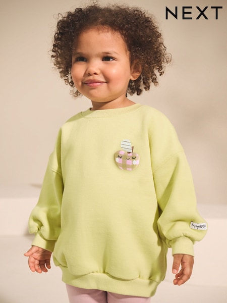 Lime Green Apple Character Crew Neck Sweatshirt (3mths-7yrs) (AR3382) | £10 - £12