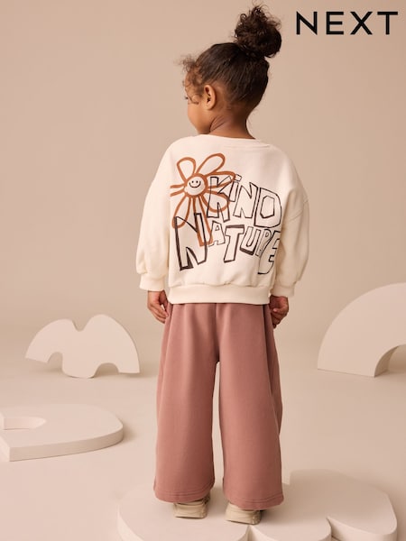 Cream Flower Graphic Print Crew Neck Sweatshirt (3mths-7yrs) (AR3384) | £10 - £12