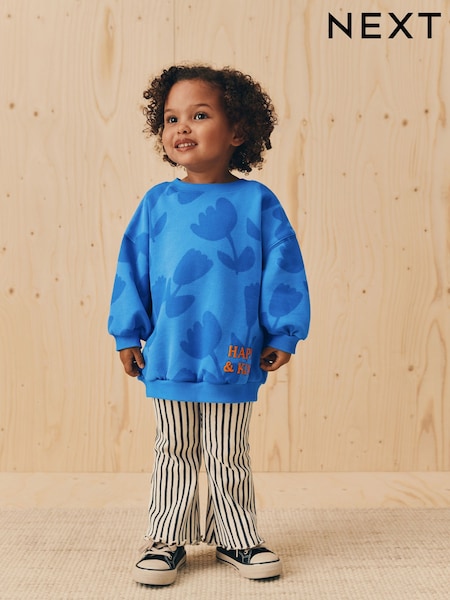 Blue Flower Sweatshirt & Flare Leggings Set (3mths-7yrs) (AR3397) | £14 - £18