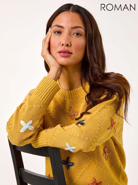 Roman Yellow Crafted Diamond Detail Jumper (AR3586) | £48
