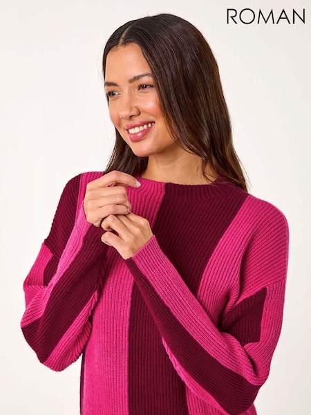 Roman Pink Colourblock Soft Knit Jumper (AR3609) | £45