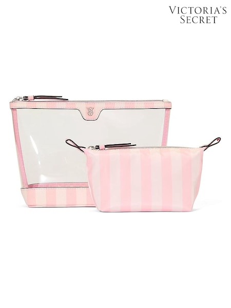 Victoria's Secret Iconic Stripe Pink AM/PM Makeup Bag Duo (AR3685) | £29