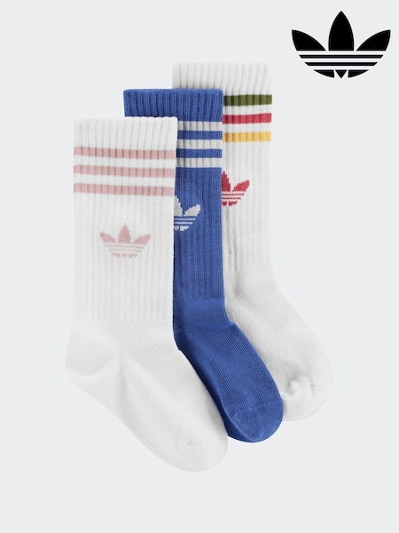 adidas Originals White Ecru 3 Pack Crew Socks (AR3706) | £0
