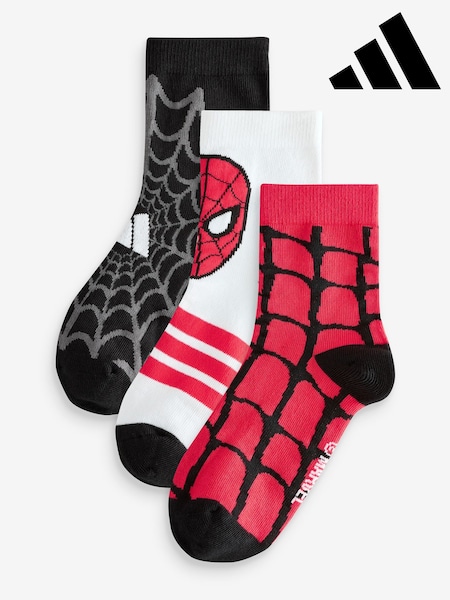 adidas White Little Kids Marvel Spiderman Socks 3 Pack (AR3716) | £10