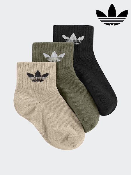 adidas Originals Brown Kids 3 Pack Ankle Socks (AR3734) | £6