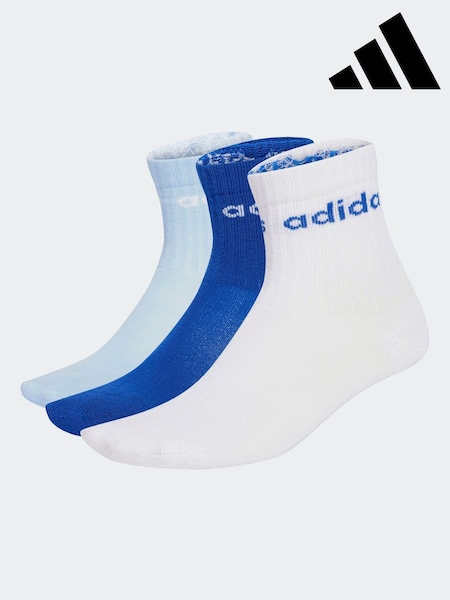 adidas White Ecru Linear Kids Crew Socks 3 Pack (AR3737) | £6