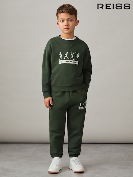 Reiss Pine Green Tanner 3-9 yrs Cotton-Blend Varsity Sweatshirt (AR3856) | £32