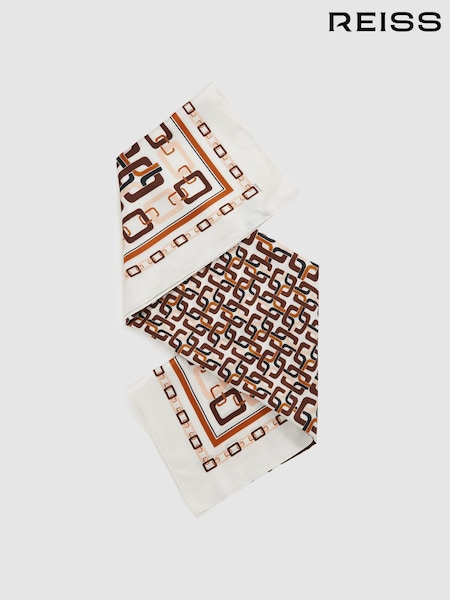 Reiss Taupe Scarlett Silk Chain-Print Scarf (AR3861) | £78