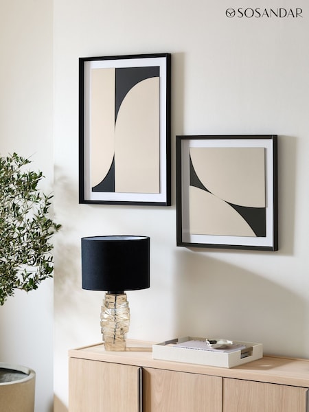 Sosandar Set of 2 Black/White Abstract Wall Arts (AR3873) | £65