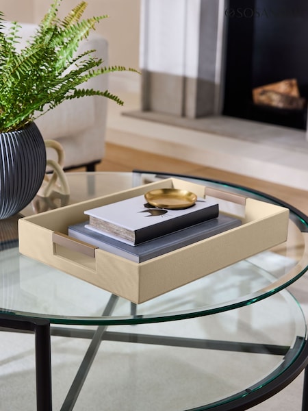 Sosandar Cream Faux Leather Tray (AR3893) | £28