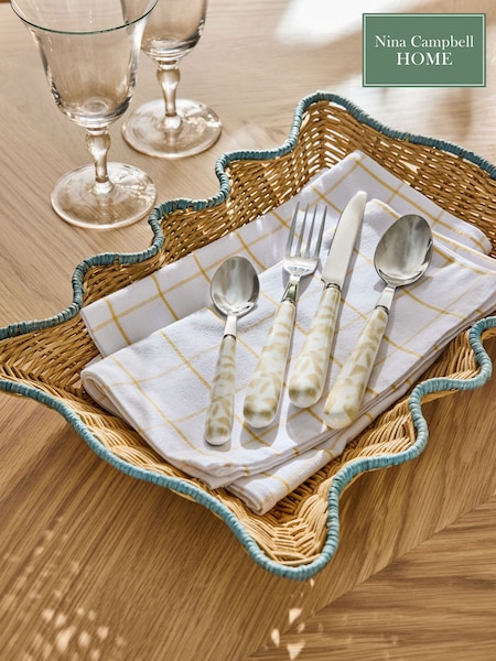 Nina Campbell 16 Piece Natural Chester Ceramic Handle Cutlery Set (AR3896) | £38