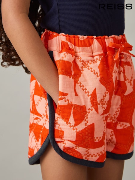 Reiss Multi Josanna Cotton Graphic-Print Quilted Shorts (AR3953) | £45