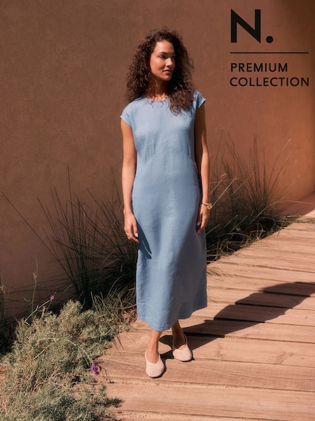 Neutral N. Premium 100% Linen Midi Column Dress (AR4059) | £70
