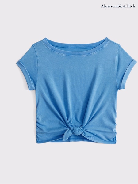 Basic Short Sleeve Tie Front Cropped T-Shirt (AR4489) | £19