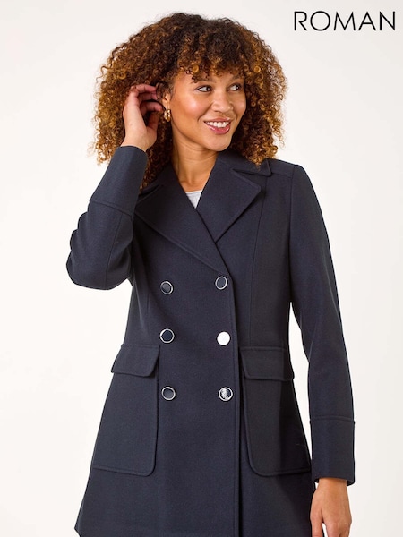 Roman Blue Double Breasted Longline Coat (AR4512) | £90