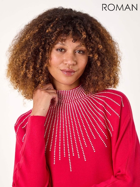 Roman Pink Moonburst Embellished Detail Jumper (AR4553) | £42