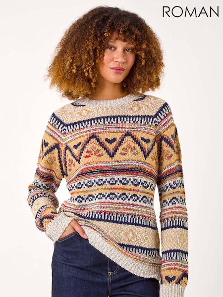 Roman Brown Jacquard Print Knit Jumper (AR4558) | £45
