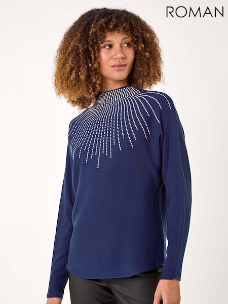Roman Blue Moonburst Embellished Detail Jumper (AR4562) | £42
