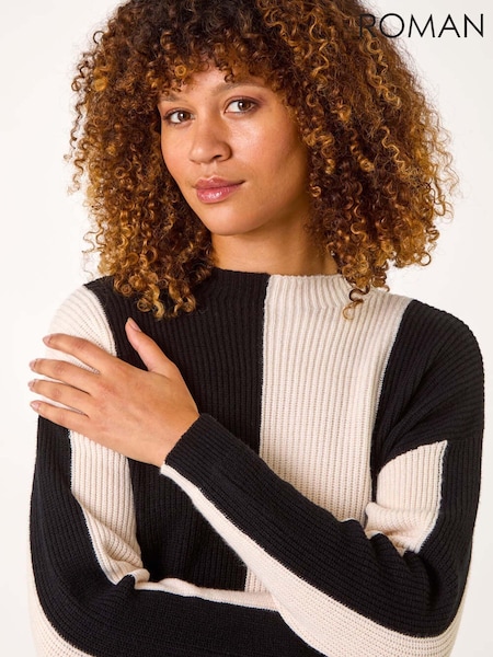 Roman Black Colourblock Soft Knit Jumper (AR4590) | £45
