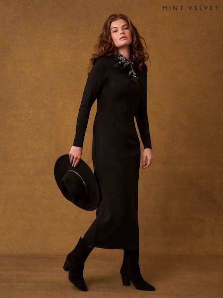 Mint Velvet Black Structured Midi Dress (AR4613) | £99