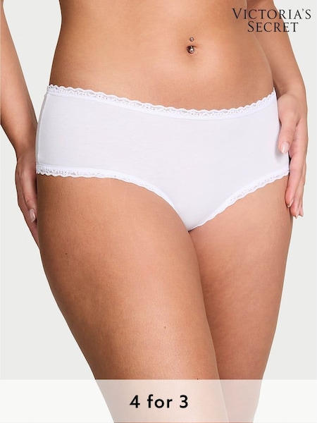Victoria's Secret White Cheeky Cotton Lace Waist Knickers (AR4717) | £9