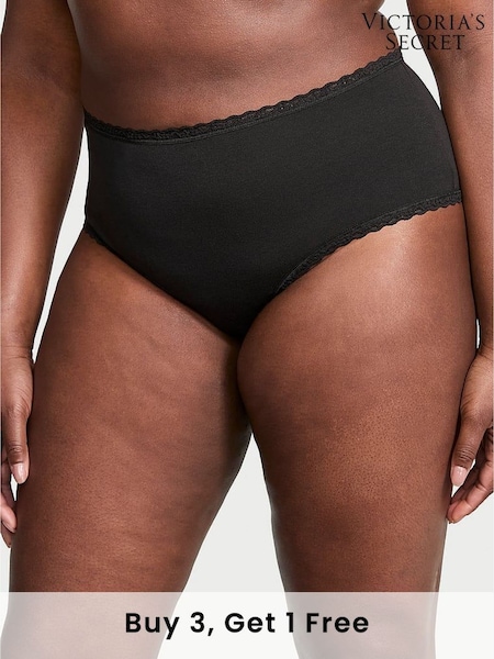 Victoria's Secret Black Cheeky Cotton Lace Waist Knickers (AR4720) | £9