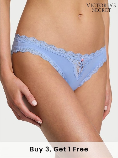 Victoria's Secret Cameo Blue Lace Trim Bikini Knickers (AR4726) | £14