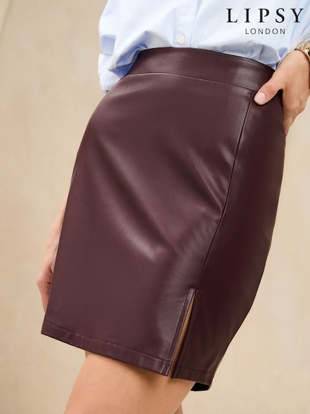 Lipsy Burgundy Red Split Side Mini Skirt (AR4746) | £32