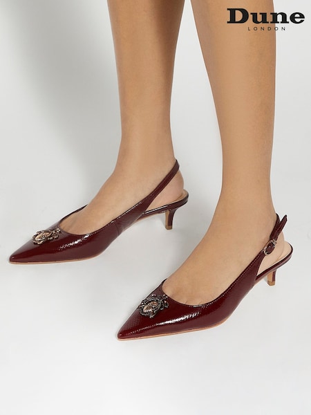 Dune London Burgundy Contact Branded Block Slingback Court Heels (AR4756) | £119