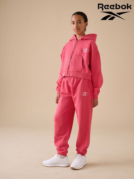 Reebok Pink Cotton Seam Detail Hoodie and Joggers Set (AR6116) | £34 - £40