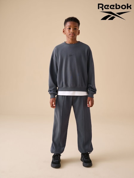 Reebok Charcoal Grey Logo Sweatshirt and Cargo Cuffed Joggers Set 2 Piece (AR6147) | £30 - £36