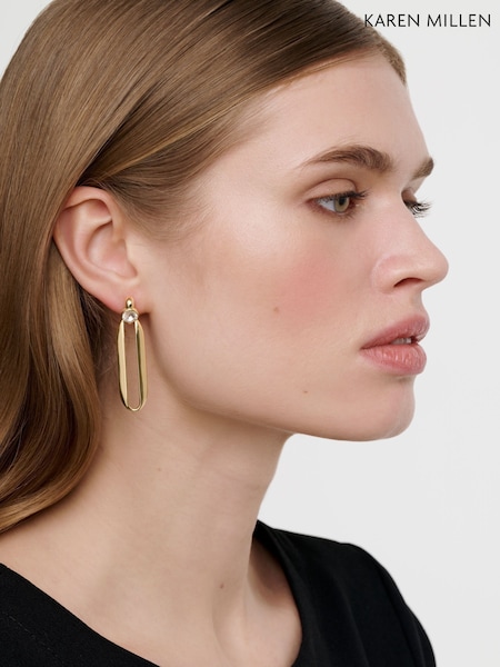 Karen Millen Crystal Ellipse Drop Earrings (AR6165) | £55
