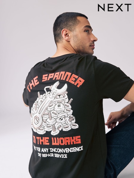 Black Regular Fit Graphic Print T-Shirt (AR6181) | £18