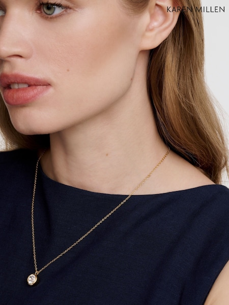 Karen Millen Silver Tone Crystal Dot Pendant Necklace (AR6184) | £40