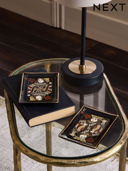 Set of 2 Multi King and Queen Playing Cards Ceramic Trinket Dishes (AR6217) | £14